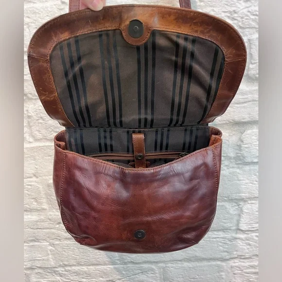 FRYE Melissa Saddle Bag Leather Cognac Crossbody - Picture 8 of 16